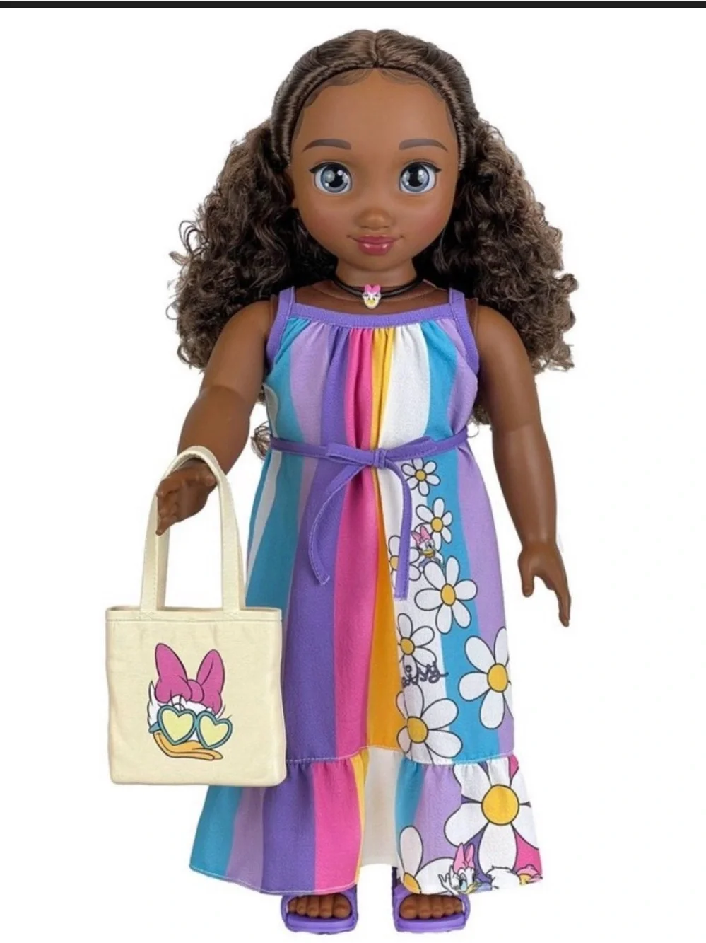 Fashion Doll in Purple Rainbow Dress